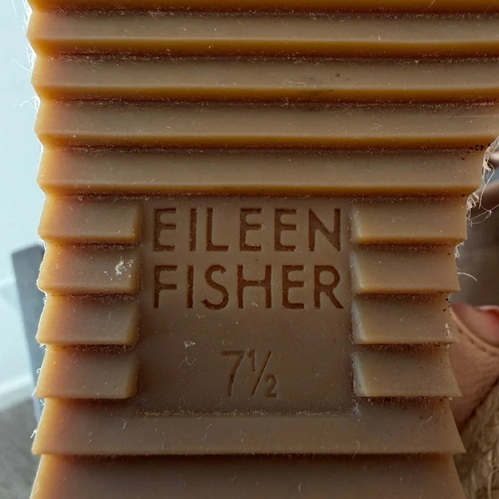 Eileen‎ Fisher Tan Leather Espadrille Wedge Sandals Lace Up 7.5 Nude Boho Summer